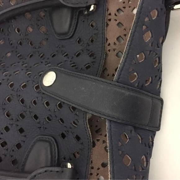 Loewe Navy blue Punching Leather Shoulder Tote Bag PERFECT SUMMER BAG “Anagram” - Picture 9 of 13